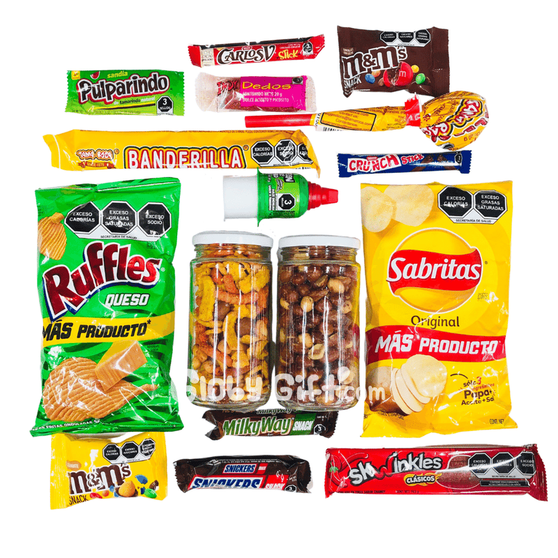 Giftbox snack box caja dulces chocolates botana tamarindos con globo de Rayados del Monterrey